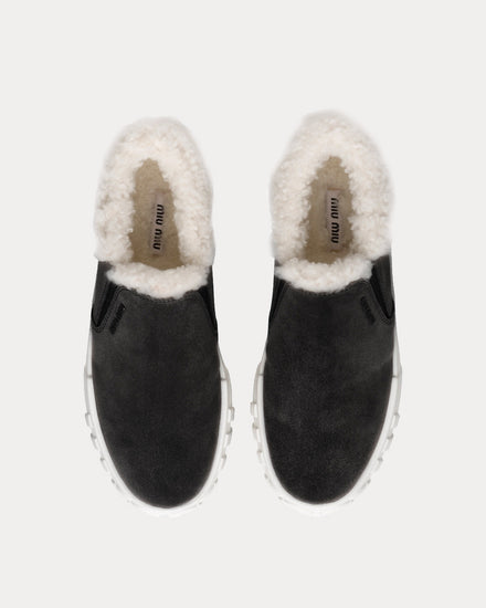 Miu Miu Suede Black / Tan Slip On Sneakers - 2