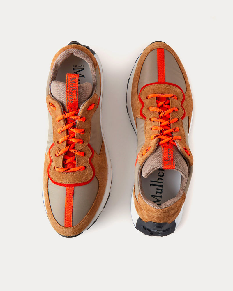 Mulberry Runner Deep Amber Leather & Synthetic Mix Low Top Sneakers - 2