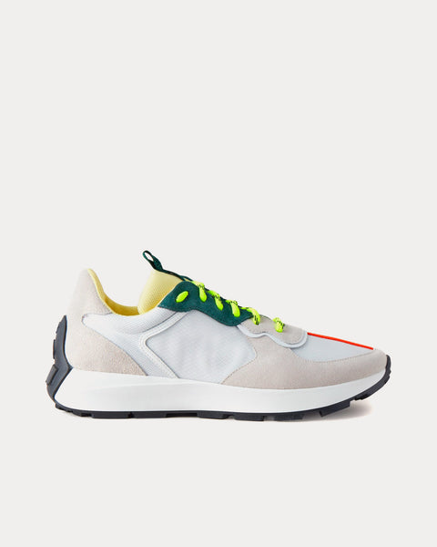 Runner White Leather & Synthetic Mix Low Top Sneakers
