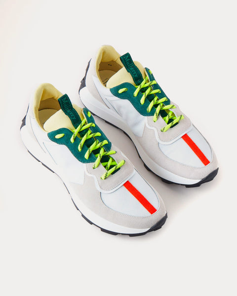 Runner White Leather & Synthetic Mix Low Top Sneakers