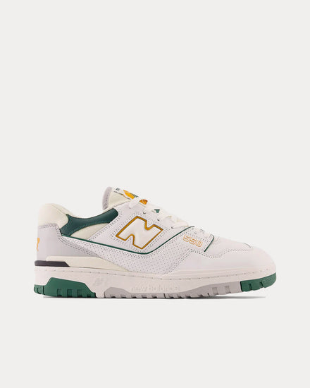 New Balance 550 White with Nightwatch Green & Grey Low Top Sneakers - 1