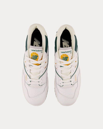 New Balance 550 White with Nightwatch Green & Grey Low Top Sneakers - 2