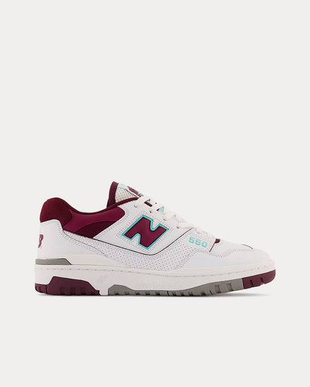 New Balance 550 White / Burgundy Low Top Sneakers - 1