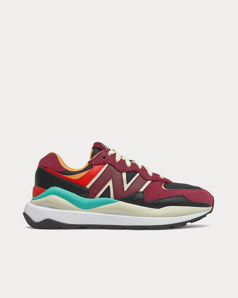 New Balance 57/40 Classic Burgundy with Velocity Red Low Top Sneakers - 1