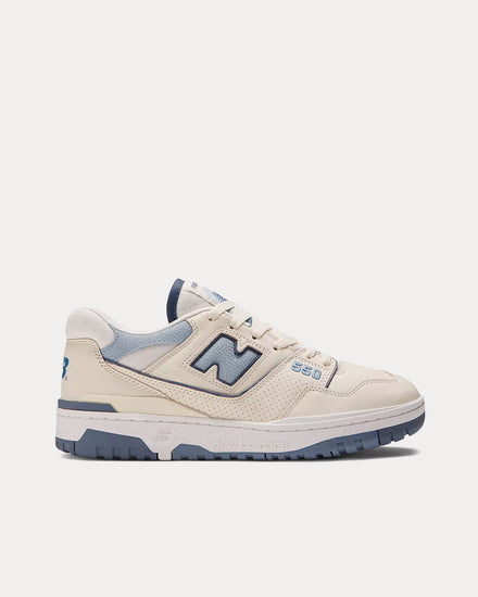 New Balance BB550 Beige with Vintage Indigo & White Low Top Sneakers - 1