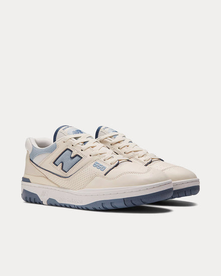 New Balance BB550 Beige with Vintage Indigo & White Low Top Sneakers - 2