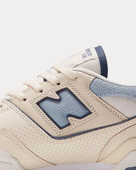 New Balance BB550 Beige with Vintage Indigo & White Low Top Sneakers - 4