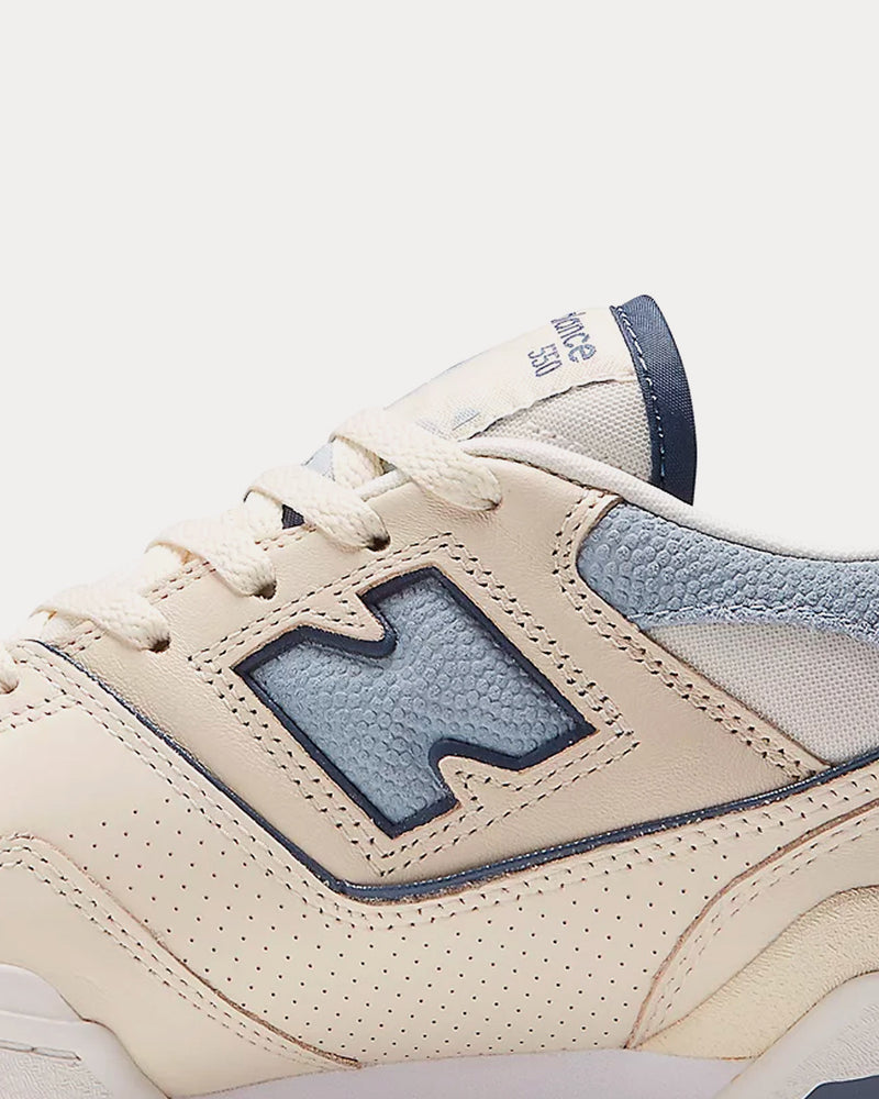 New Balance BB550 Beige with Vintage Indigo & White Low Top Sneakers - 4