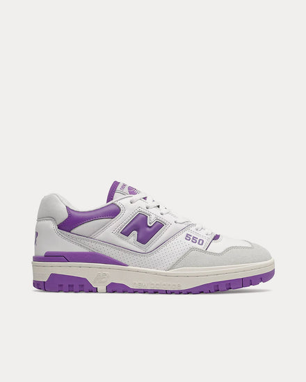 New Balance 550 White with Prism Purple Low Top Sneakers - 1