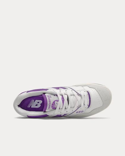 New Balance 550 White with Prism Purple Low Top Sneakers - 2