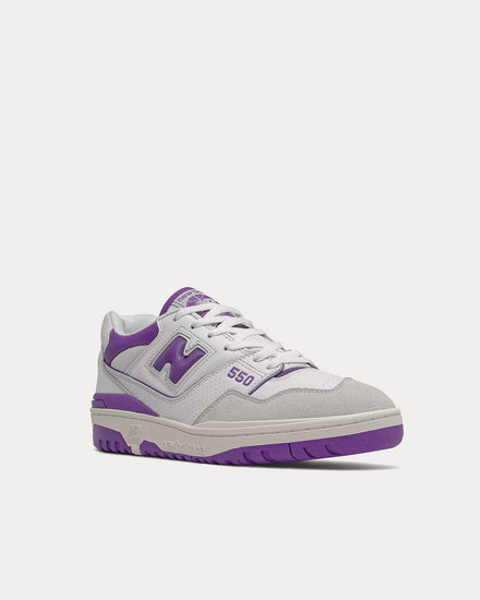 New Balance 550 White with Prism Purple Low Top Sneakers - 3