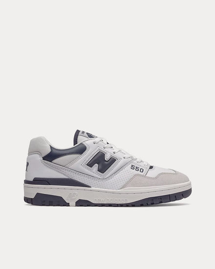 New Balance 550 White with Team Navy Low Top Sneakers - 1