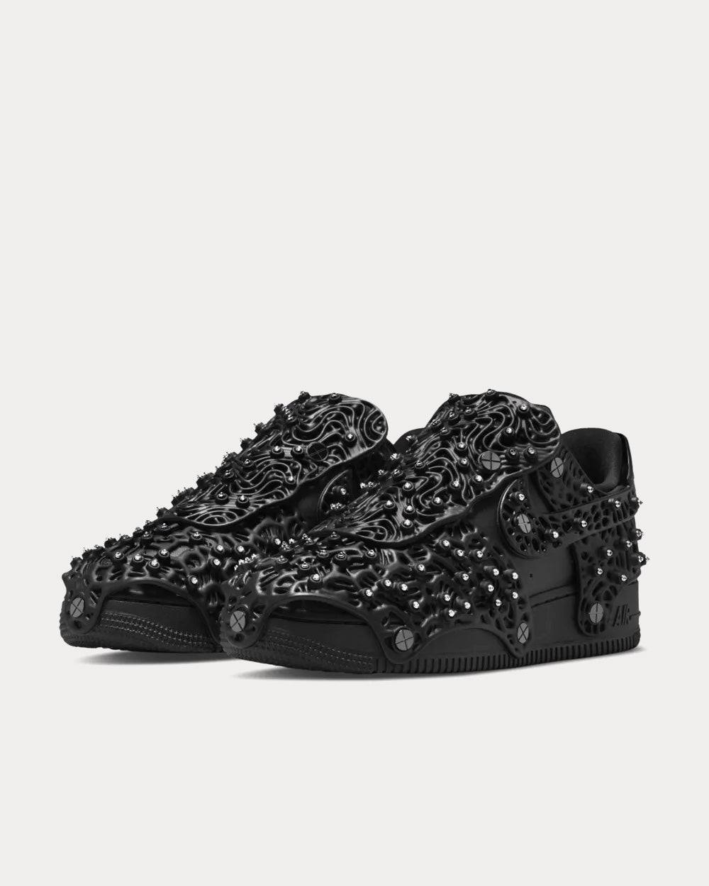 Nike Air Force 1 with Swarovski Retroreflective Crystals Triple Black Low Top Sneakers Sneak in Peace