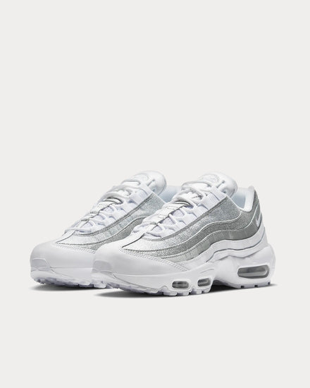 Nike Women's Air Max 95 White/Metallic Silver Low Top Sneakers