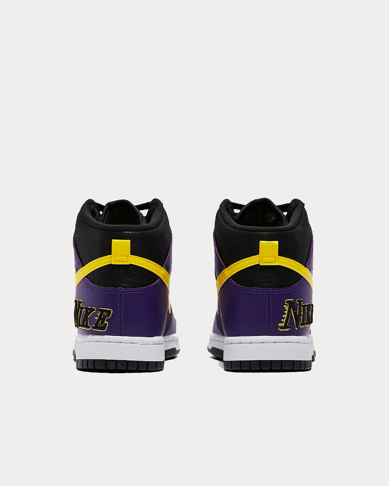 Nike Dunk Hi EMB Lakers Black / Opti Yellow-Court / Purple High Top Sneakers - 3