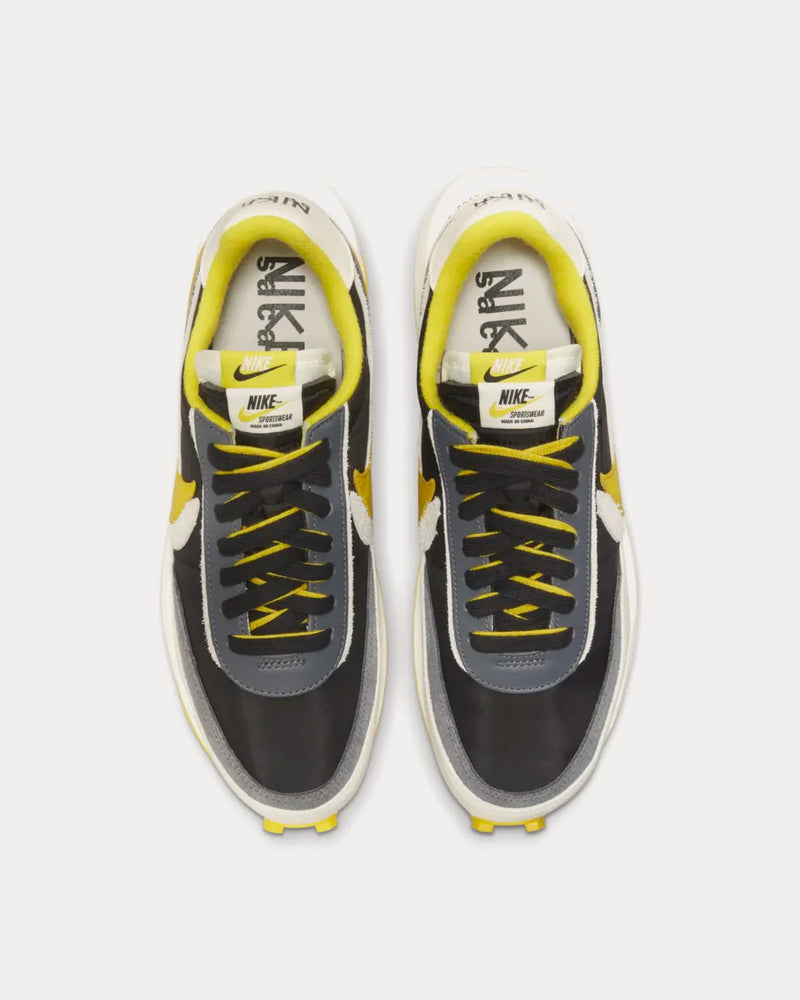 Nike x Sacai x UNDERCOVER LDWaffle Black and Bright Citron Low Top Sneakers - 2