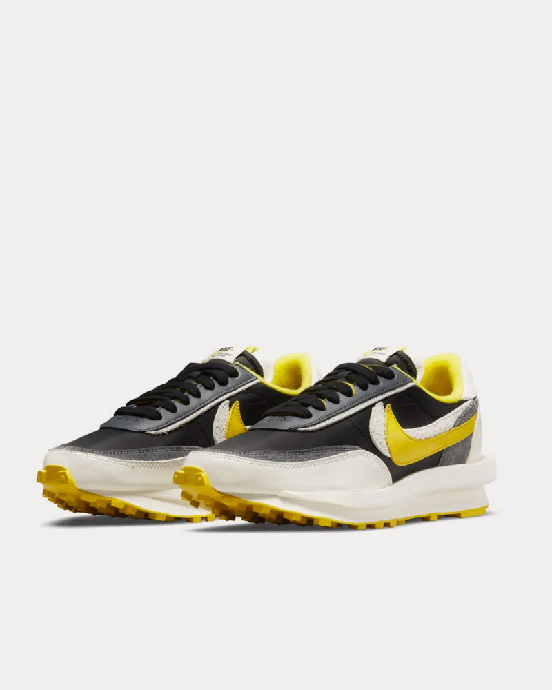 Nike x Sacai x UNDERCOVER LDWaffle Black and Bright Citron Low Top Sneakers - 3