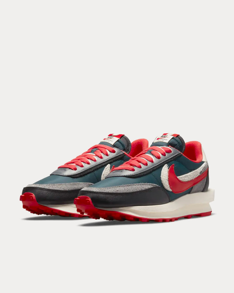 Nike x Sacai x UNDERCOVER LDWaffle Midnight Spruce and University Red Low Top Sneakers - 3