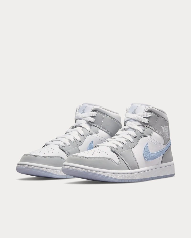 Jordan Air Jordan 1 Mid White / Aluminium / Wolf Grey High Top Sneakers - 2