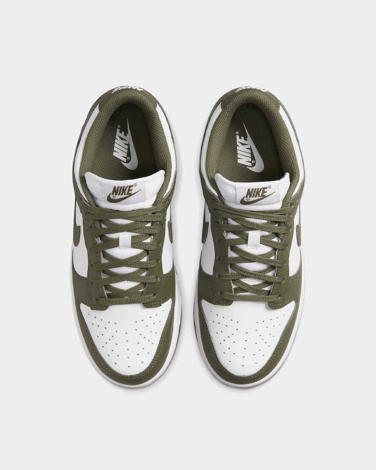 Nike - Dunk Low White / White / Medium Olive Low Top Sneakers