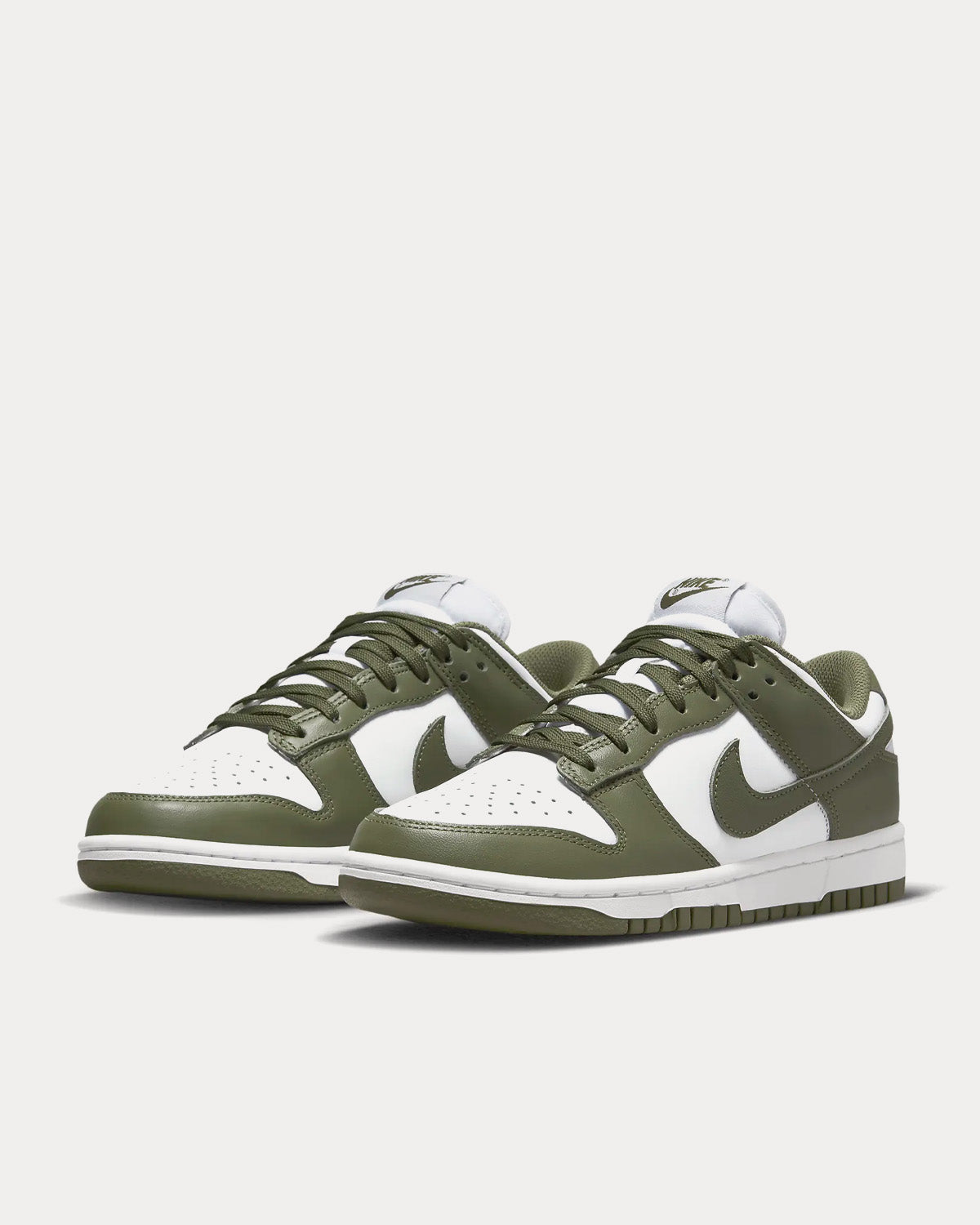 Nike - Dunk Low White / White / Medium Olive Low Top Sneakers