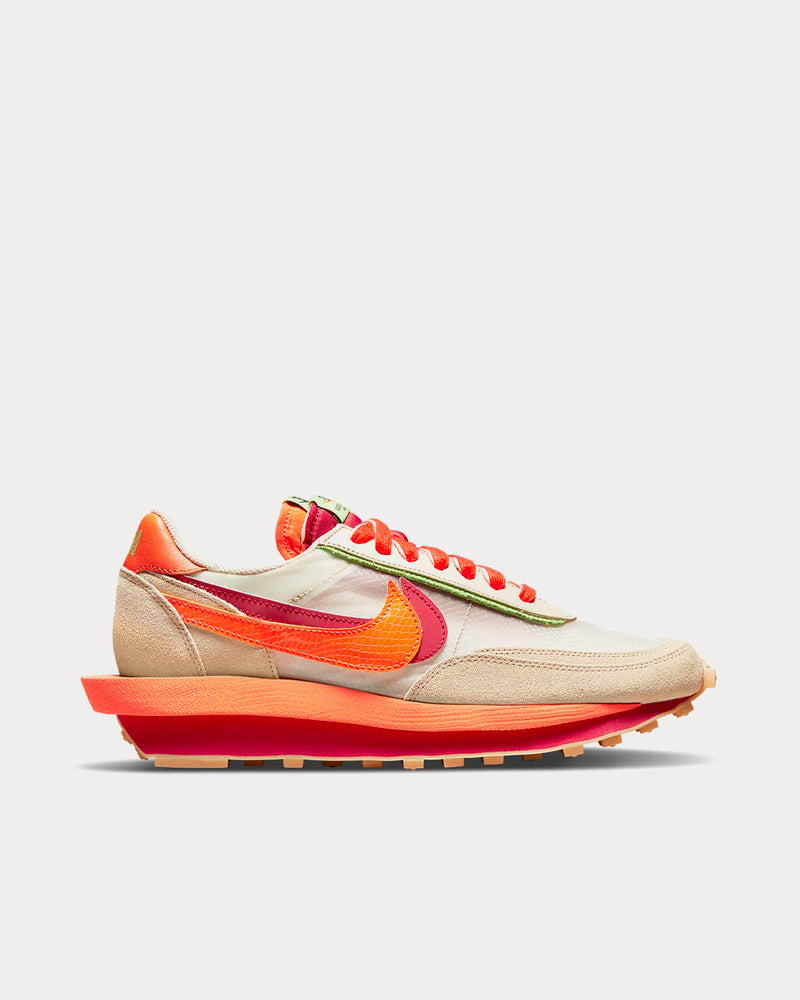 Nike x Sacai x CLOT LDWaffle Orange Blaze / Deep Red Low Top Sneakers - 1