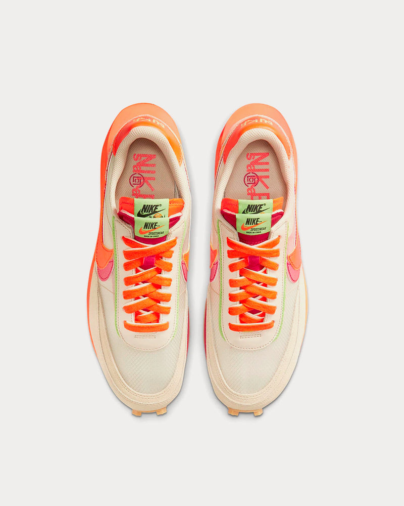 Nike x Sacai x CLOT LDWaffle Orange Blaze / Deep Red Low Top Sneakers - 2
