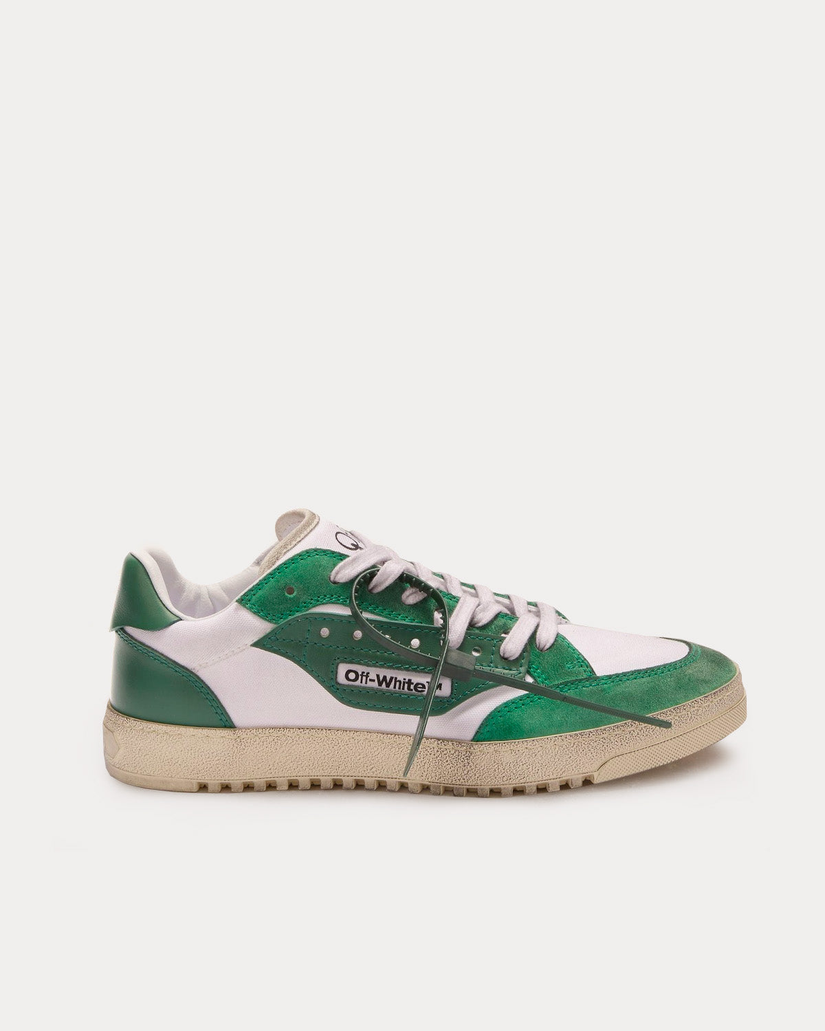 5.0 Sneaker Vintage Finish White Green Low Top Sneakers