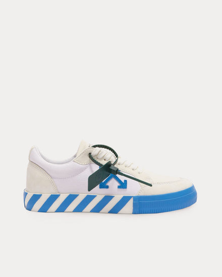 Off-White Low Vulcanized Suede & Canvas White / Blue Low Top Sneakers - 1