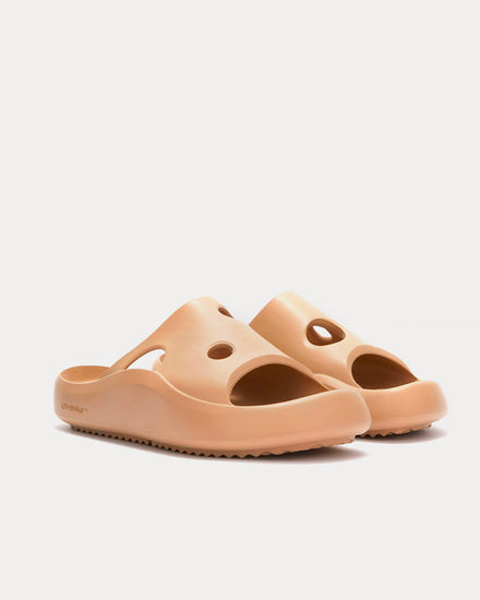 Off-White Meteor Cut-Out Camel Brown Slides - 3