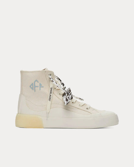 Off-White Vulcanized Canvas Cream / White High Top Sneakers - 1