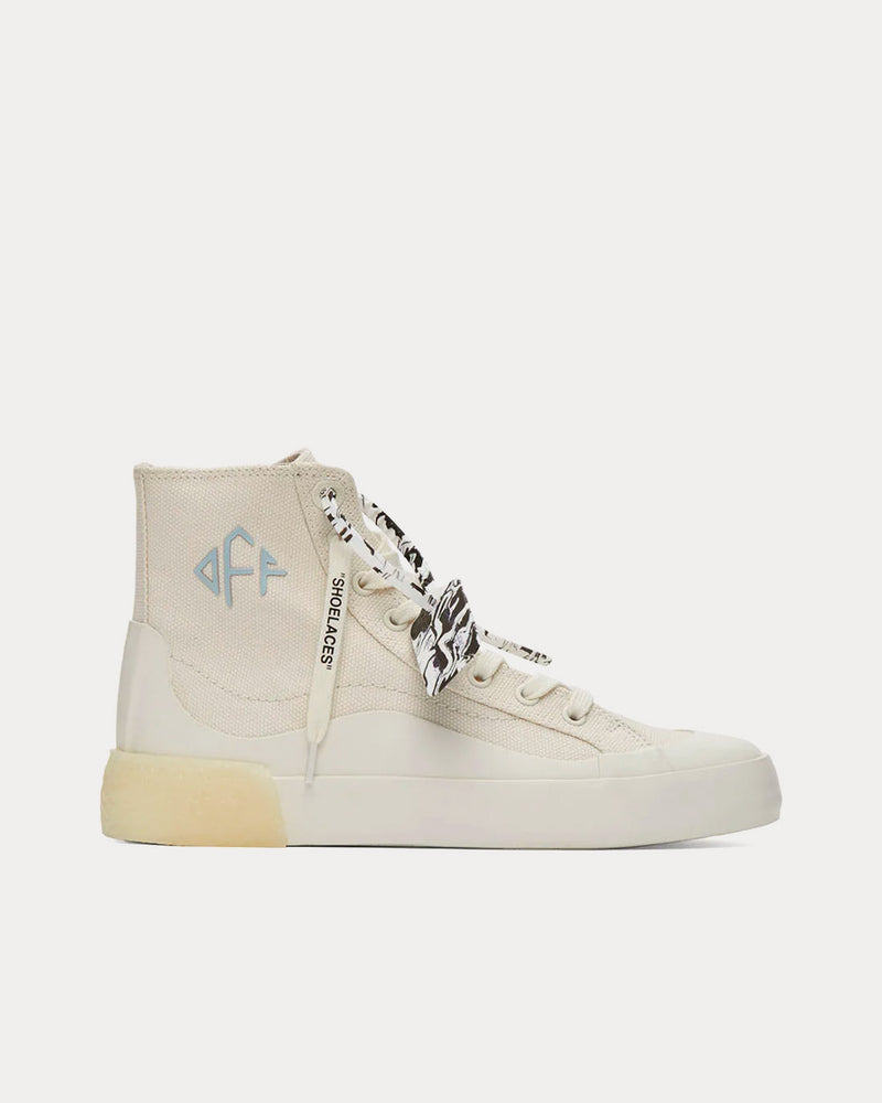 Off-White Vulcanized Canvas Cream / White High Top Sneakers - 1