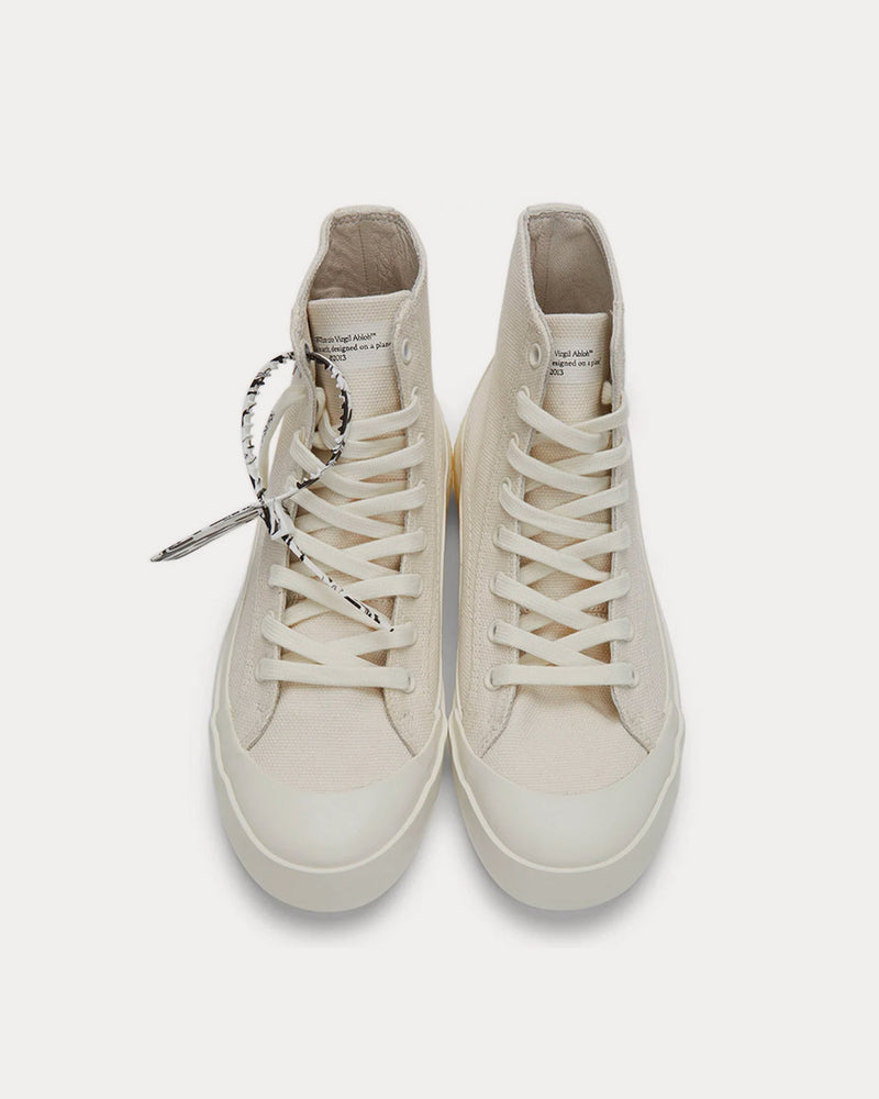 Off-White Vulcanized Canvas Cream / White High Top Sneakers - 2