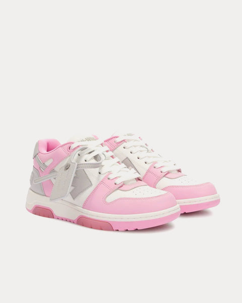 Out of Office Grey Arrow Calf Leather Pink / White Low Top Sneakers