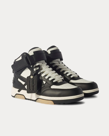Off-White Out Of Office Lea Black / White Mid Top Sneakers - 3