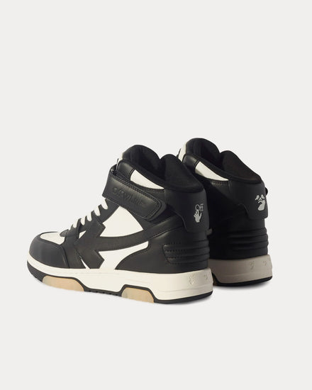 Off-White Out Of Office Lea Black / White Mid Top Sneakers - 4