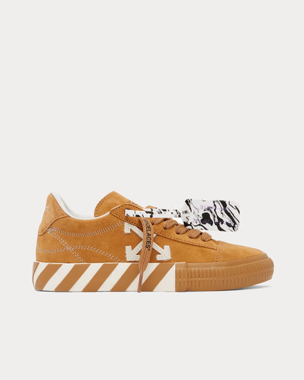 Off-White Vulcanized Tan Suede Orange / White Low Top Sneakers - 1