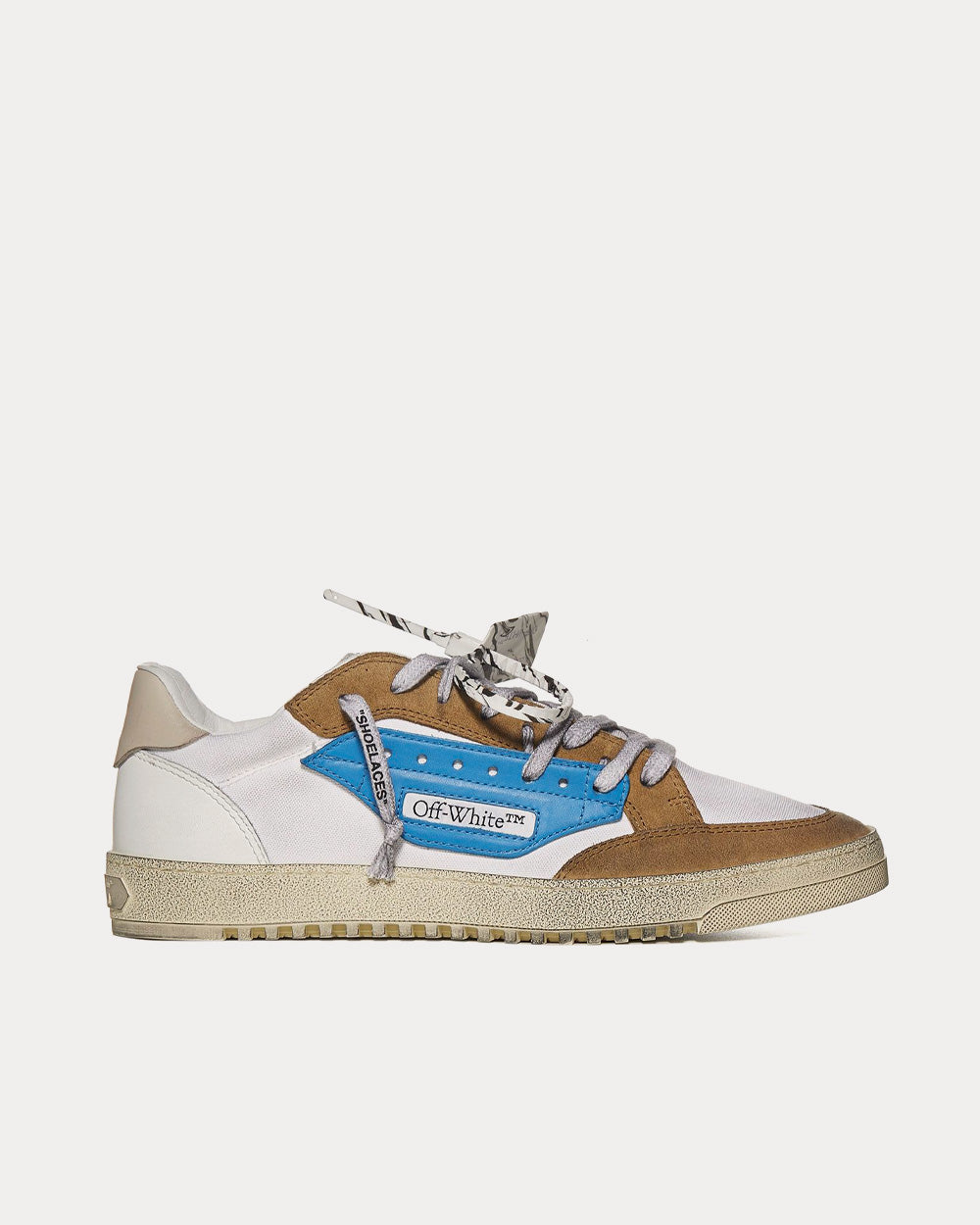 Off-White Men's 5.0 Vulcanized White / Blue / Khaki Low Top