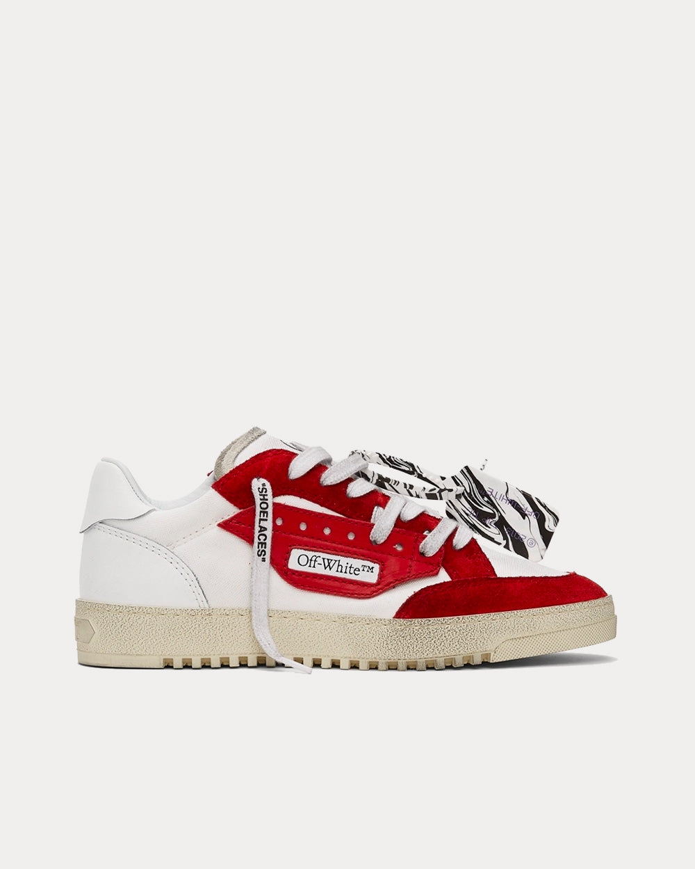 Off-White 5.0 Vulcanized White / Red Low Top Sneak in Peace