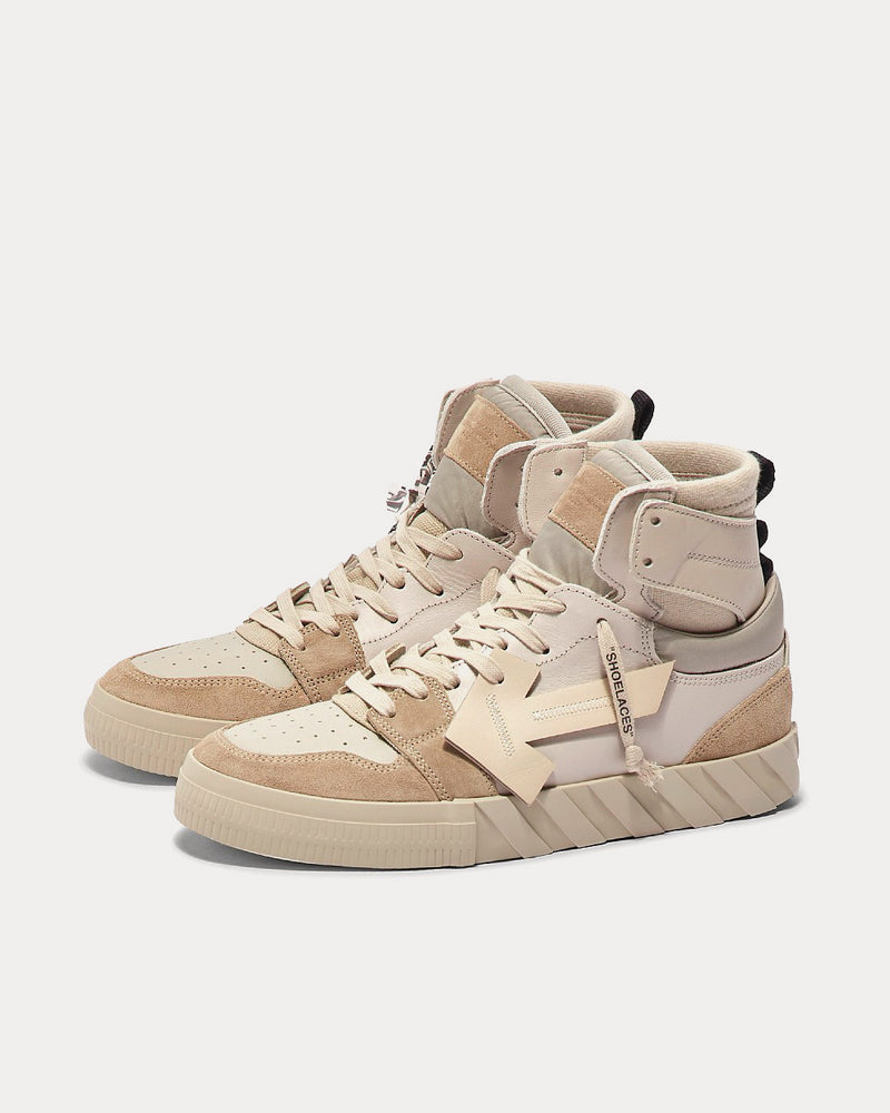 Off-White Vulcanized Leather Beige High Top Sneakers - 2