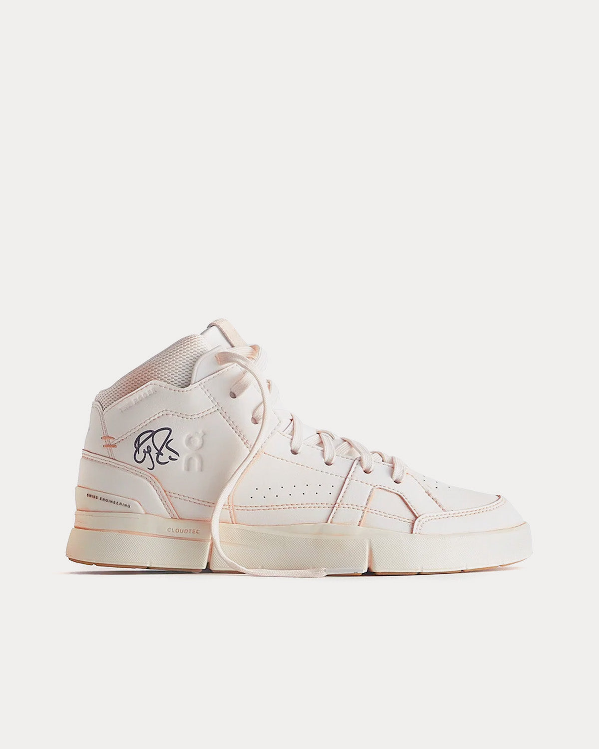 On Running x Kith - The Roger Clubhouse Mid (Rf)² White / Clay High Top Sneakers
