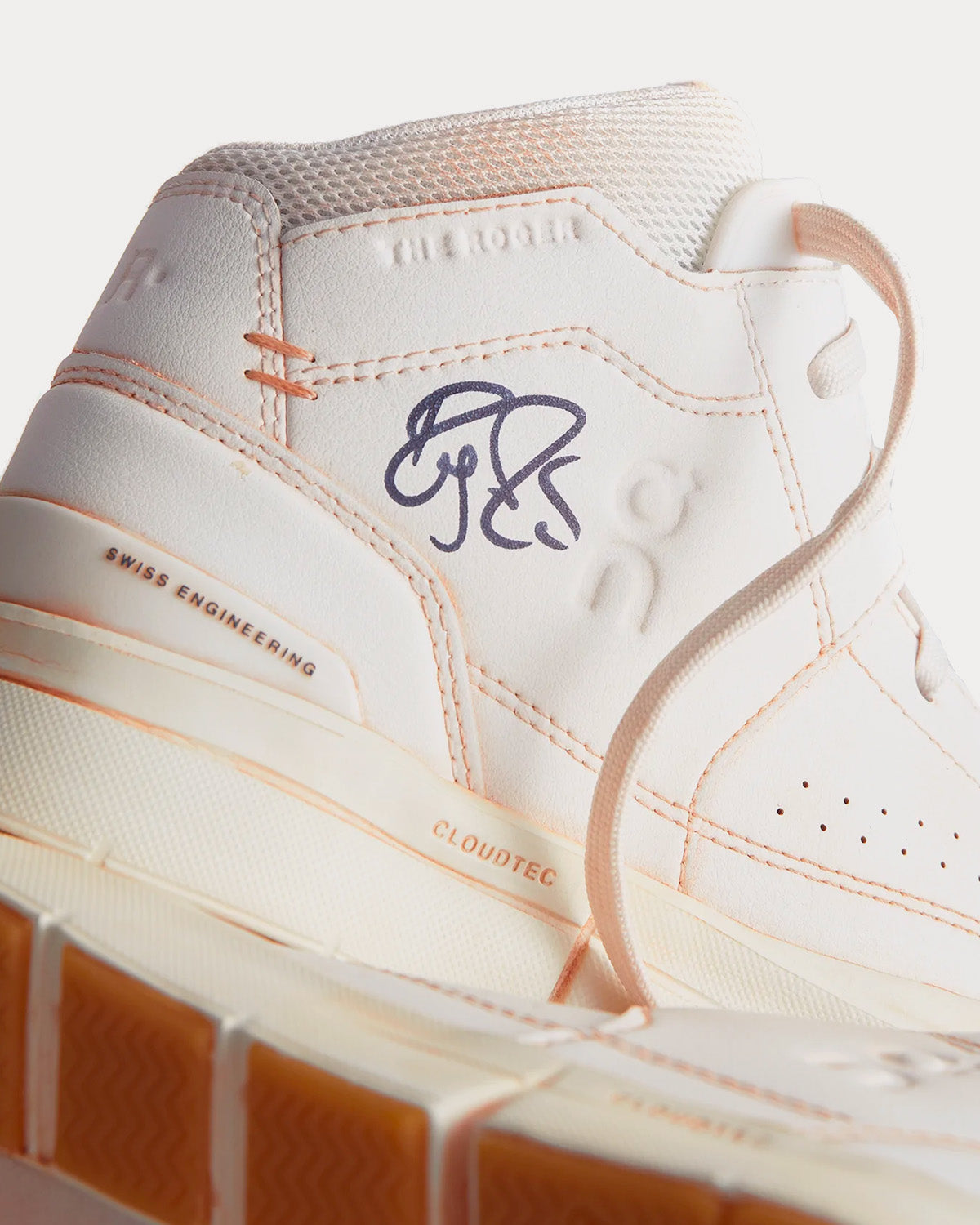 On Running x Kith - The Roger Clubhouse Mid (Rf)² White / Clay High Top Sneakers