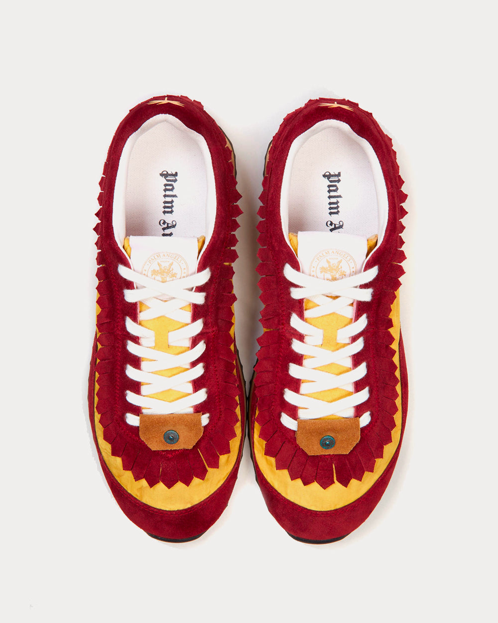 Palm Angels - Fringe Runner Burgundy / Yellow Low Top Sneakers