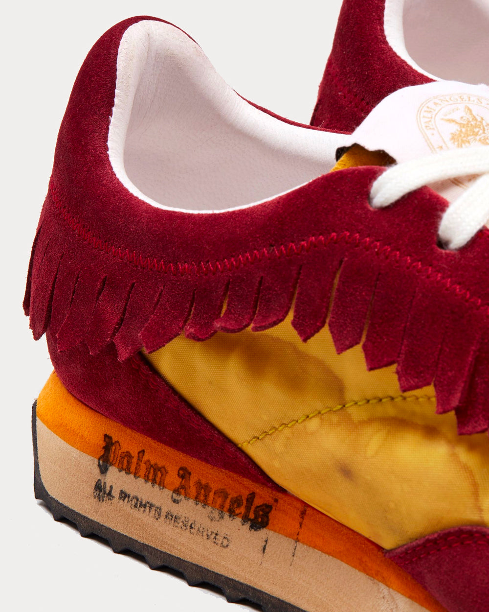 Palm Angels - Fringe Runner Burgundy / Yellow Low Top Sneakers