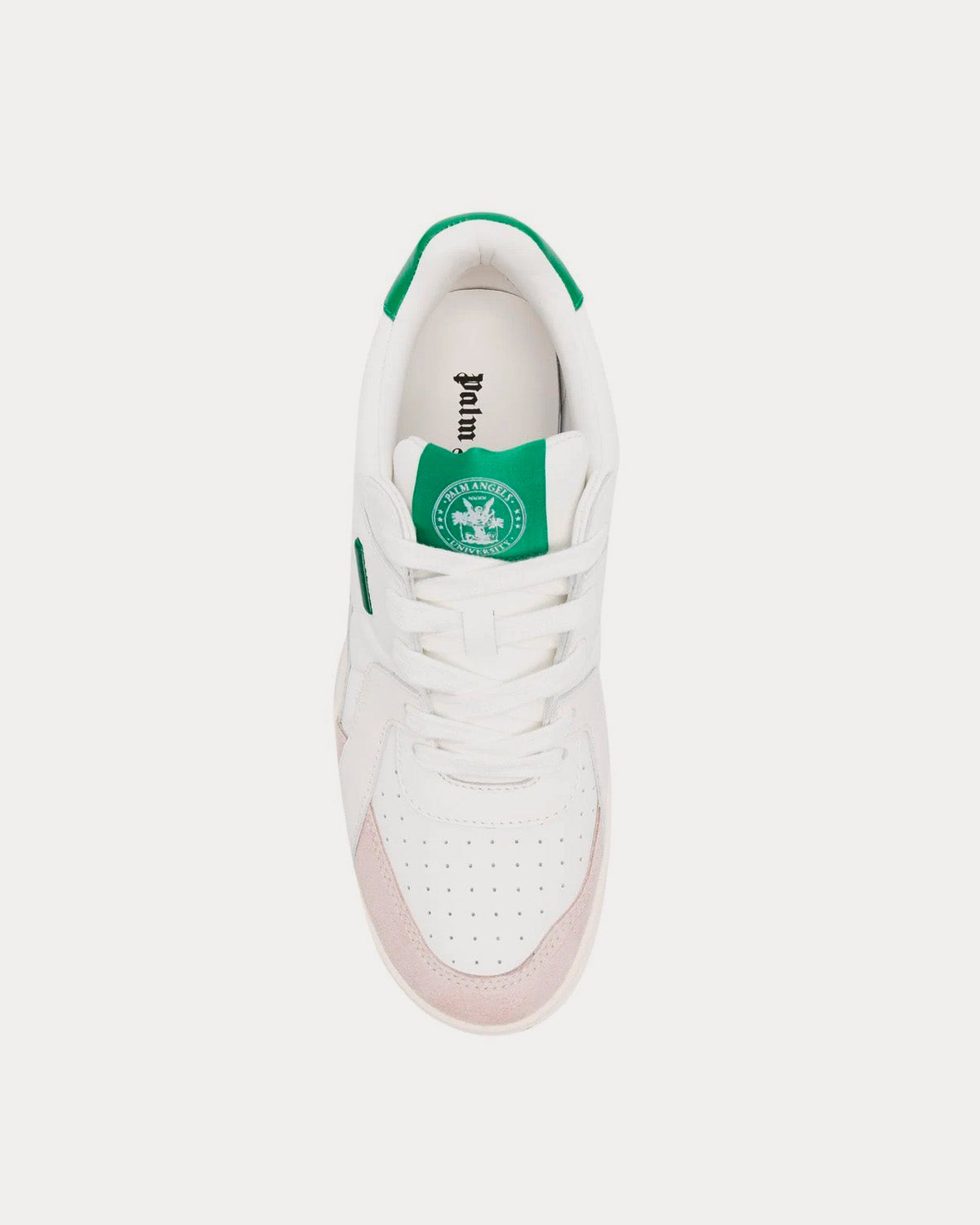 Palm Angels - University White / Green Low Top Sneakers