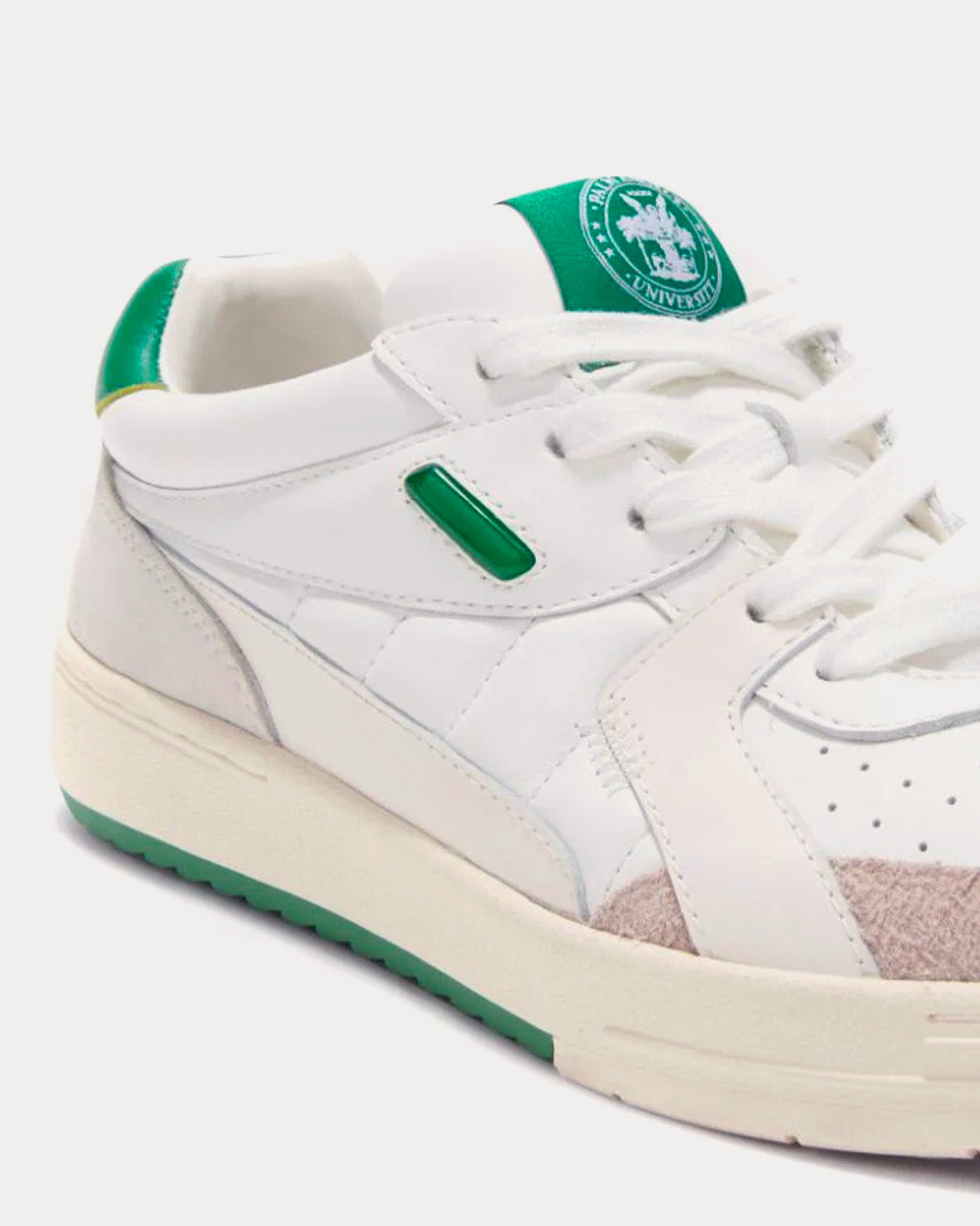 Palm Angels - University White / Green Low Top Sneakers