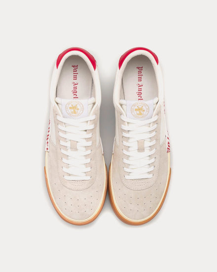 Palm Angels Men's Vulcanized White Red Low Top Sneakers Trainers