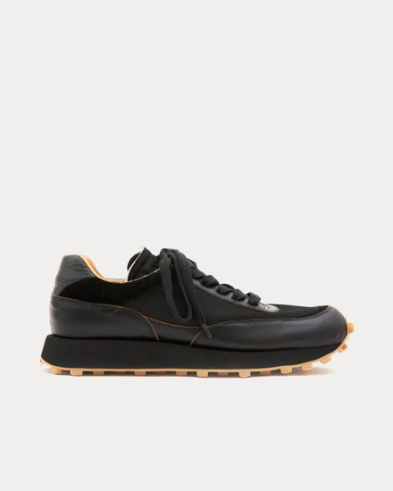 Paracia R-Type 01 Chromexcel Leather Mesh Black Low Top Sneakers - 1