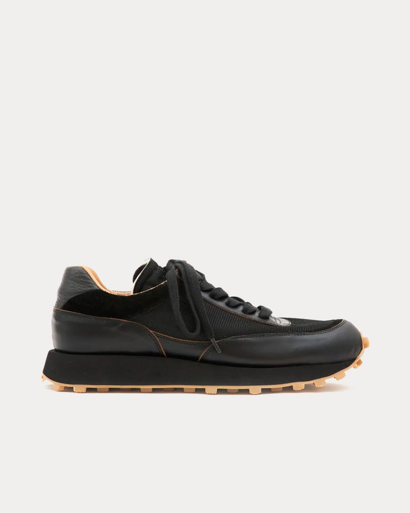 Paracia R-Type 01 Chromexcel Leather Mesh Black Low Top Sneakers - 1