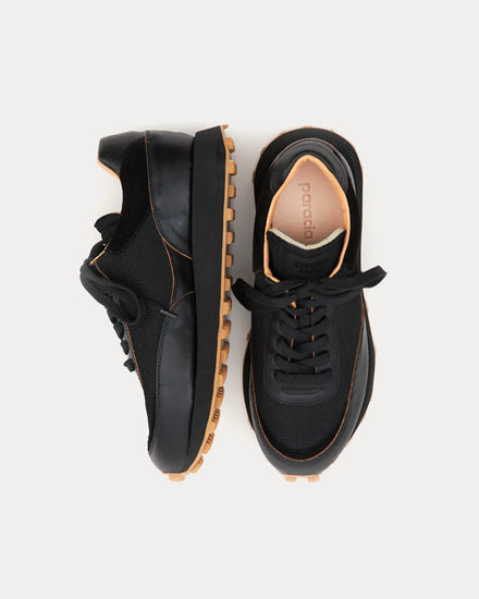 Paracia R-Type 01 Chromexcel Leather Mesh Black Low Top Sneakers - 2